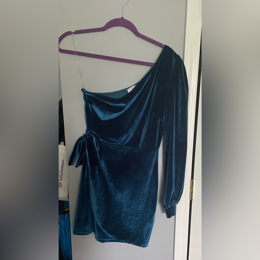 Blue one shoulder dress